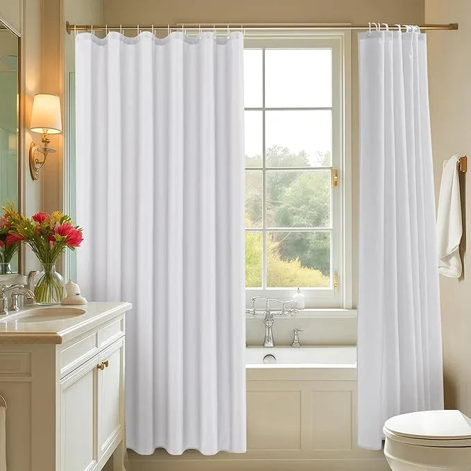Biscaynebay Fabric Shower Curtain Liner 72x72 Inch-2 Packs White Water Resistant Bathroom Curtains-Hotel Soild Polyester Shower Liners Washable with Magnets - ModernBath
