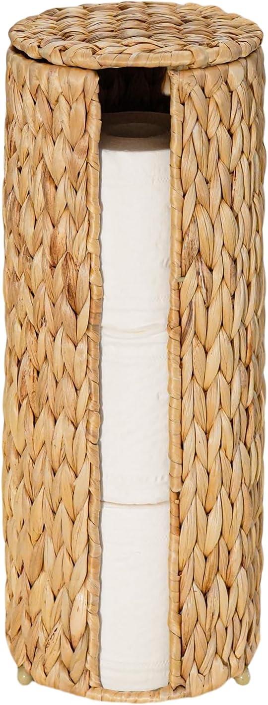 PINXIURY Water Hyacinth Paper Roll Holder, Wicker Toilet Paper Holder Stand for Bathroom, 3 Rolls of Toilet Paper Storage, Toilet Roll Holder Stand for Bathroom and Under Sink - ModernBath
