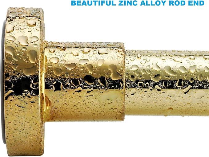 BRIOFOX Spring Tension Curtain Rod 43-73 Inches, Rust-Resistance and Non-Slip Shower Curtain Rod for Window or Bathroom, Gold - ModernBath