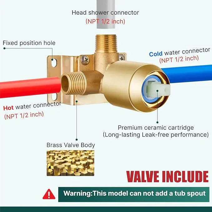 Heyalan 8 Inch Shower Head and Handle Set Square Shower Faucet Set Bathroom Rainfall Shower Faucet Set Stainless Steel Showerhead Single Function Shower Trim Kit,Male Thread Valve,Brushed Gold - ModernBath