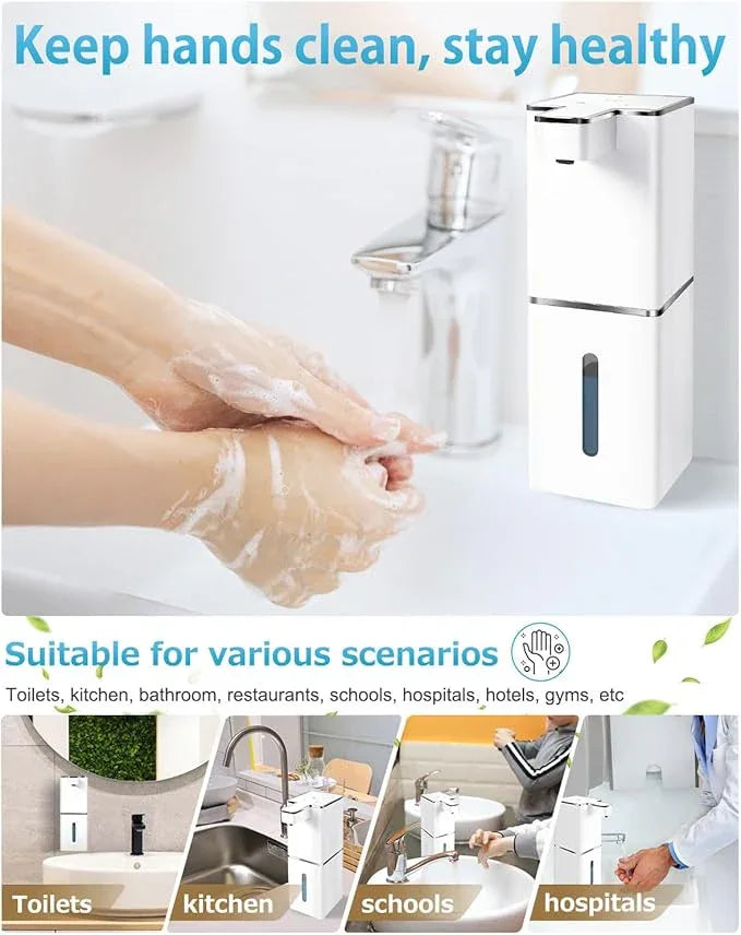 JEMISUN Automatic Foaming Soap Dispenser Touchless 380ml/12.8oz Rechargeable Hand Soap Dispenser Wall Mounted 4 Levels Adjustable Foam Soap Pump for Bathroom Kitchen Dish Soap - ModernBath