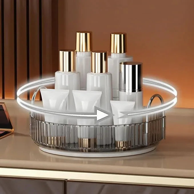 YCIA&DONE 360 Rotating Makeup Organizer and Storage for Vanity Countertop 1 Tier, High Capacity Cosmetic Skincare Perfume Organizers for Dresser Bathroom Fridge Lazy Susan (Smoky Gray) - ModernBath