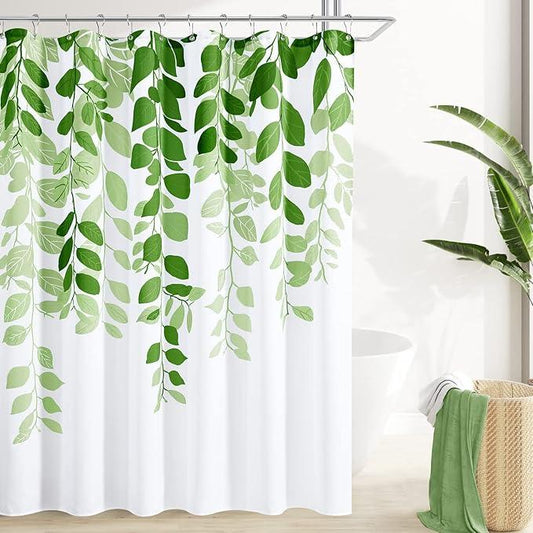 BOODII Light Green Spring Shower Curtain for Bathroom Sage Eucalyptus Cloth Shower Curtain Set Farmhouse Leaf Floral Bathroom Decor Lime Green Floral Watercolor Leaves Spring Bath Curtains 72x78 - ModernBath