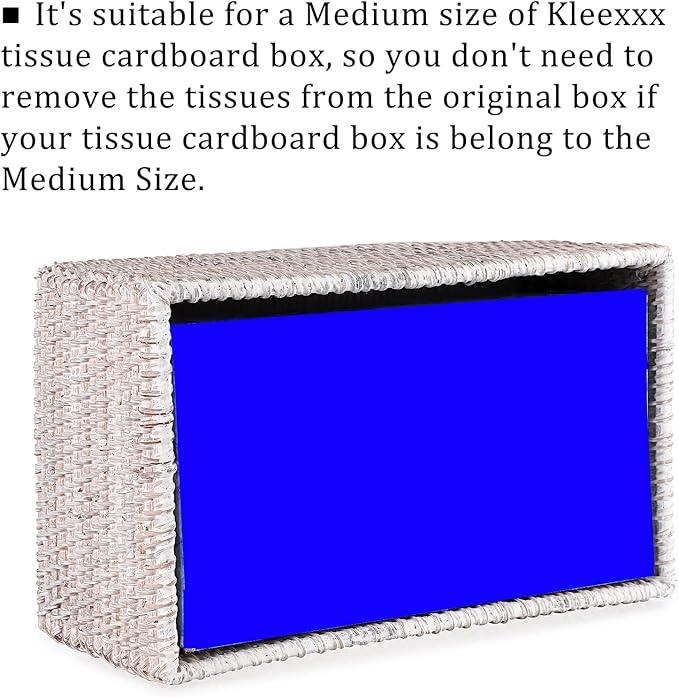 Sumnacon Tissue Box Cover Rectangle Tissue Box Rattan Tissue Box Holder,Wicker Decorative Tissue Holder for Bathroom Toilet Living Room Kitchen Office Table Desk, Whitewash - ModernBath