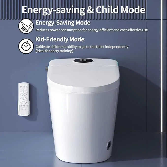 ZAOZUO Smart Toilet with Bidet Built-In, One Piece Toilet with Foot Sensor, Heated Bidet Seat, Dual Flush Remote, Electric Tankless Toilets with 4 Washing Modes, Child Mode, Self-Cleaning Nozzle - ModernBath