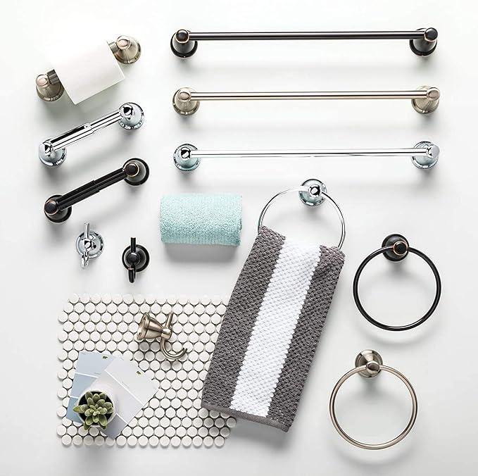 Franklin Brass Kinla 3-Piece Bathroom Set Oil Rubbed Bronze 24" Towel Bar Rack, Toilet Paper Holder, Ring Hardware KIN3PC-ORB - ModernBath