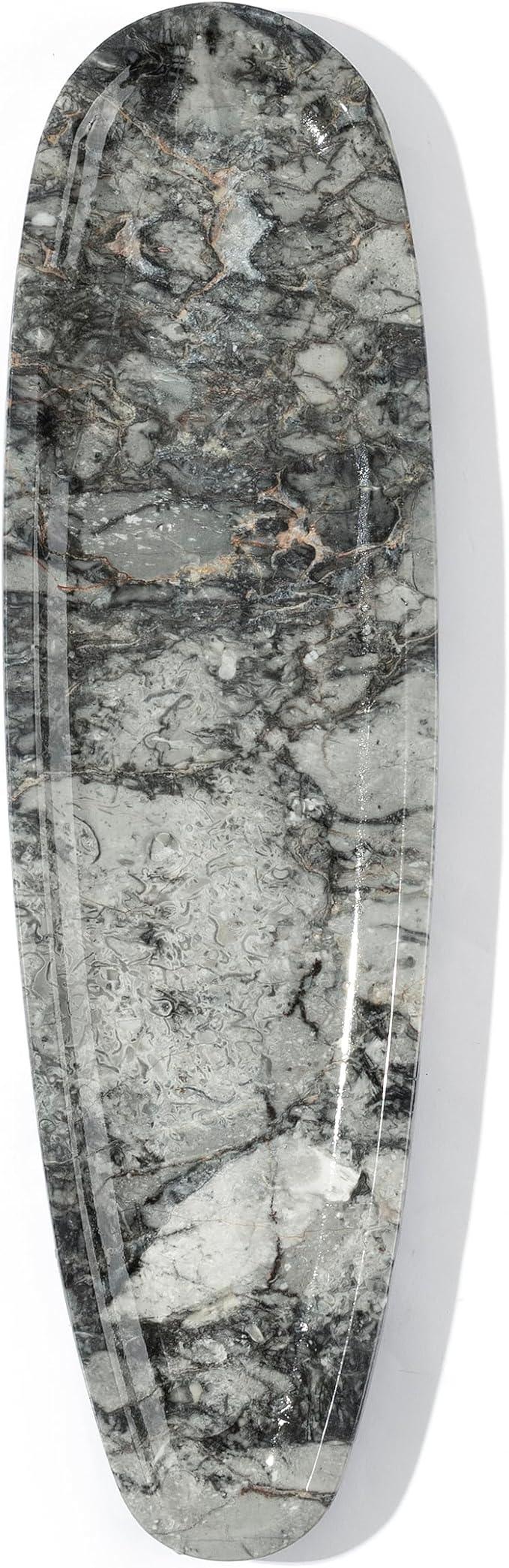 PracFit Natural Marble Tray – Real Stone for Bathroom, Vanity, Counter, and Home Decor. Perfect for Jewelry, Candles, and Cosmetics. Durable, Elegant, and Unique Made of Real Stone（Black and Grey） - ModernBath