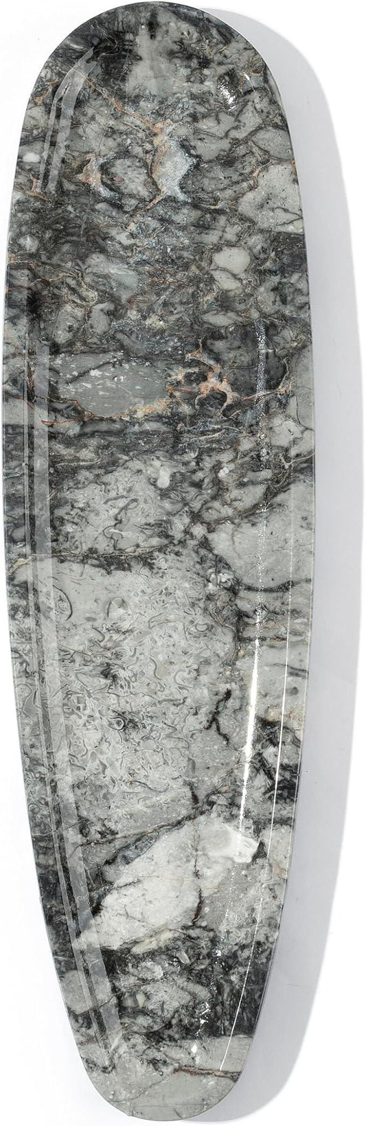 PracFit Natural Marble Tray – Real Stone for Bathroom, Vanity, Counter, and Home Decor. Perfect for Jewelry, Candles, and Cosmetics. Durable, Elegant, and Unique Made of Real Stone（Black and Grey） - ModernBath