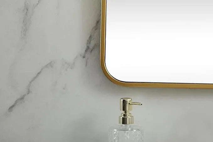 ARS Concepts Aura, Soft Corner Metal Square Mirror 24X24 Inch in, Modern, Brass - ModernBath