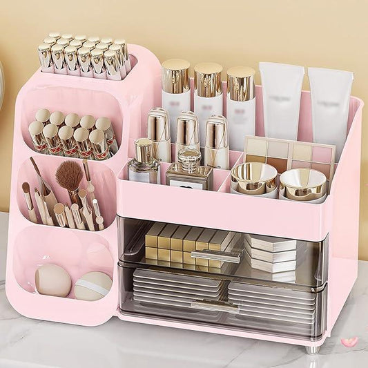 Anylady Makeup Organizer with Drawers, Skincare Organizer (Large Size Thick), Storage Box Cosmetic Display Cases, Make up Organizers for Vanity, Dresser, Desk, Kitchen, Countertop (Pink) - ModernBath