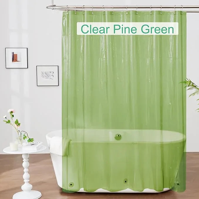 Mrs Awesome Clear Green Shower Curtain Liner with 3 Magnets, 72x72 Premium Flexible Sturdy Plastic Shower Curtain for Bathroom Waterproof, Clear Green - ModernBath
