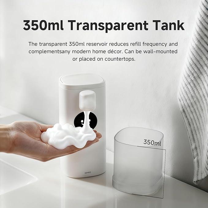 Automatic Foaming Soap Dispenser, 350ml Touchless Smart Hand Soap Dispenser with LED Smile Timer, Type-C Rechargeable 180-Day Battery, IPX7 Waterproof, Wall Mounted for Bathroom & Kitchen (Gray) - ModernBath