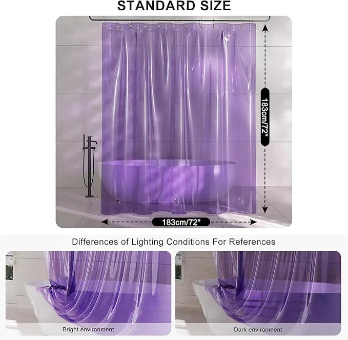 AmazerBath Purple Shower Curtain Liner Luxury, EVA Soft Clear Heavy Duty Shower Curtain and Liner 2-in-1, 72x72 Plastic Weighted Bathroom Liner, 12 Rustproof Grommets & 3 Heavyweight Stones - ModernBath