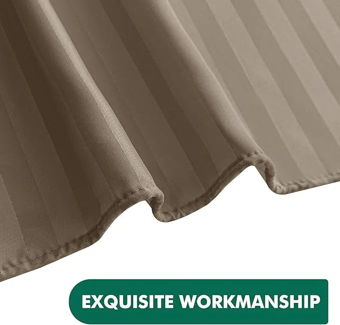 Biscaynebay Fabric Shower Curtain or Liner 72" by 72", Taupe Water Repellent Damask Stripes Bathroom Curtains Machine Washable - ModernBath