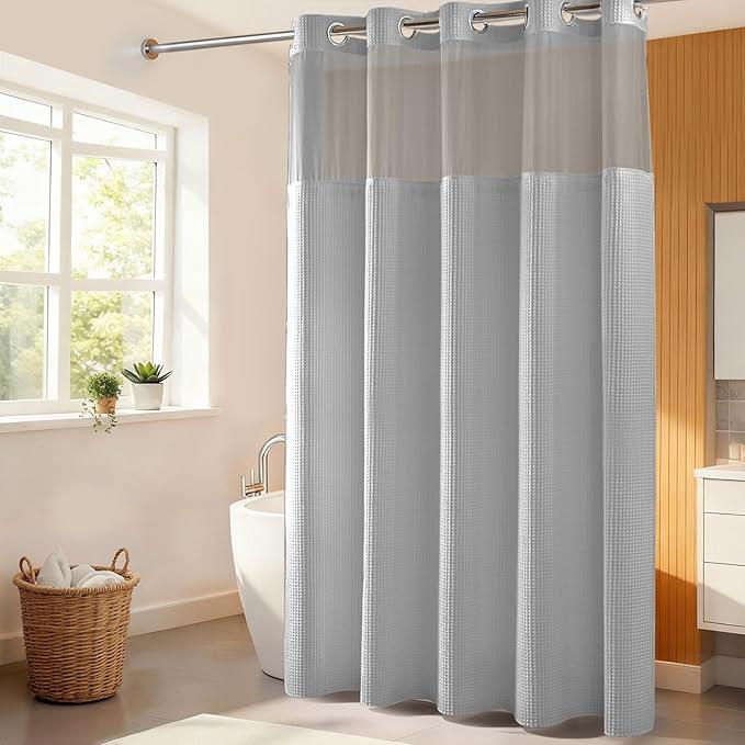 River Dream Lake Wanaka Fabric Shower Curtain Set, Cotton Blend, Waffle Weave, with Snap in Replacement Liner，71 x 86 inches - ModernBath