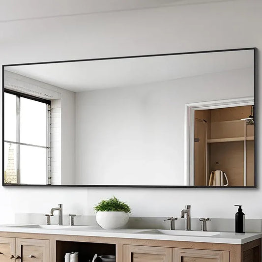 DESBING Black Bathroom Mirror for Wall, 30x60 Inch Rectangle Mirrors with Metal Frame, Modern Vanity Wall Mirror Decor for Entryway Hangs, Bathroom Living Room Horizontal or Vertical - ModernBath