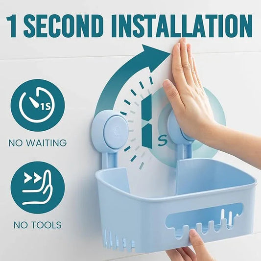 TAILI Shower Caddy Suction Cup, Heavy Duty Bathroom Organizer, Removable Shelves for Inside Shower, Shampoo, Waterproof Suction Plastic Storage for Bathroom Accessories Holder, Blue - ModernBath