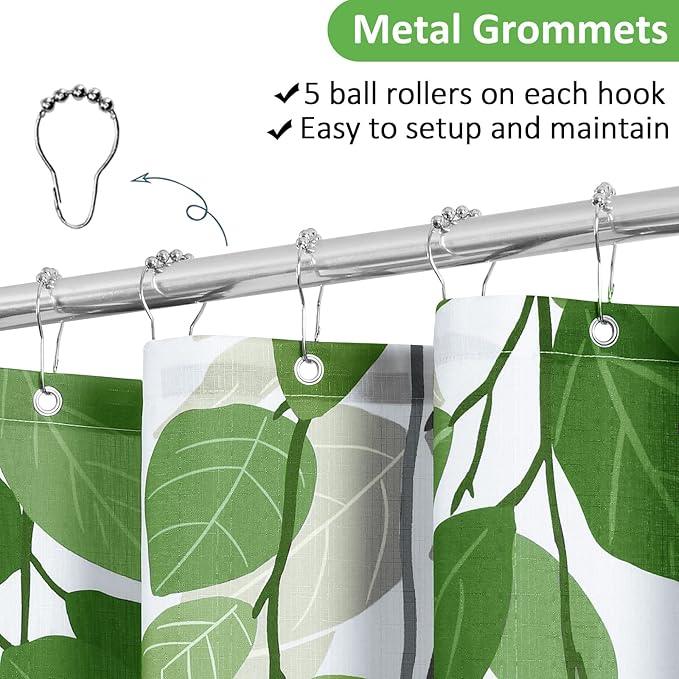 BOODII Light Green Spring Shower Curtain for Bathroom Sage Eucalyptus Cloth Shower Curtain Set Farmhouse Leaf Floral Bathroom Decor Lime Green Floral Watercolor Leaves Spring Bath Curtains 72x72 - ModernBath
