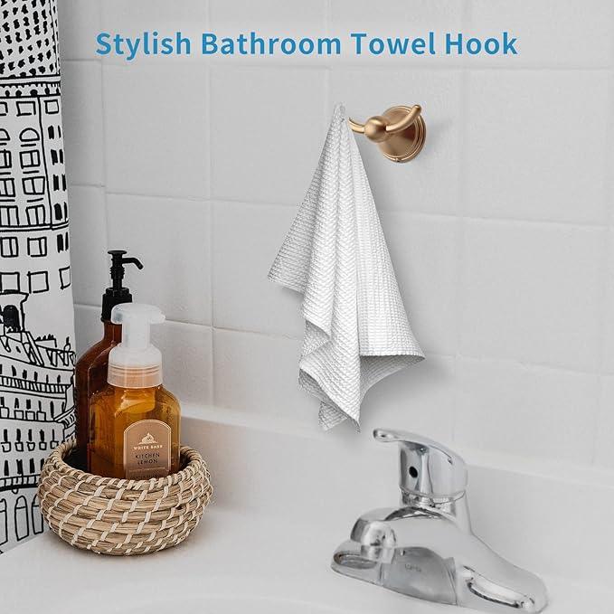FILTA Bathroom Towel Hooks, Brushed Brass Robe & Towel Hooks for Wall Mounted, Traditional Towel and Robe Hooks for Hanging Towels, Bath Towel Holder for Shower(2 Pack) - ModernBath