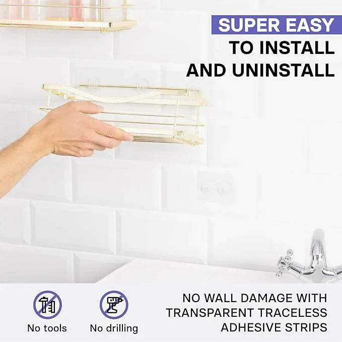 KINCMAX Shower Caddy Organizer - Self Adhesive Wall Shower Shelf - Stainless Steel Bath Shampoo Holder and Storage Rack - ModernBath
