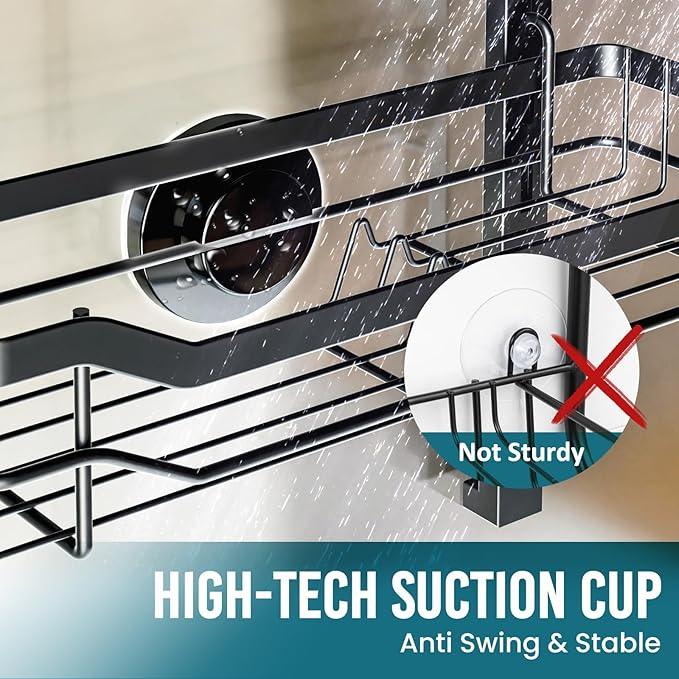 TAILI Hanging Shower Caddy Over The Door Adjustable Hanging Organizer Rack with Hooks, Sturdy Rust Proof Shower Organizer Shelf Basket Storage Rack, No Drilling - ModernBath