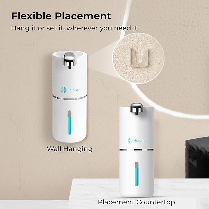 Heione Automatic Touchless Foam Soap Dispenser, White, 12.8 oz / 380 mL, USB C Rechargeable, Infrared Motion Sensor, Suitable for Bathrooms, Sinks, Kitchen, Wall Mount or Countertop (White (Foamy)) - ModernBath
