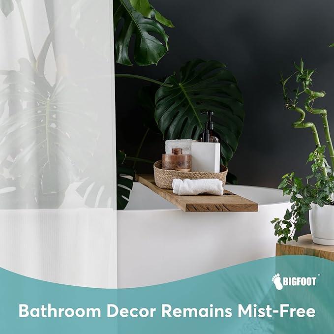 BigFoot Shower Curtain Liner – 72 x 72 PEVA Premium Shower Curtain with Rustproof Metal Grommet and 3 Magnetic Weights – Odor Free and Compatible with Standard Showers, White - ModernBath