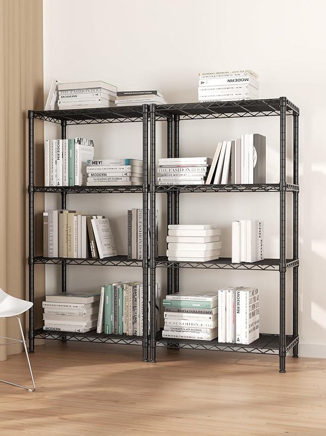 SINGAYE 4 Tier Storage Rack Wire Shelving Unit Shelves Metal for Pantry Closet Shelve Organization Kitchen Laundryroom 800Lbs Capacity 24" D x 14" W x 48" H Black - ModernBath