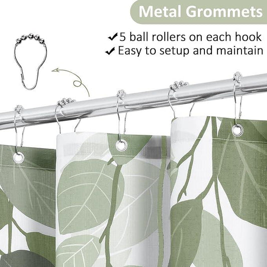 BOODII Light Sage Shower Curtain for Bathroom Botanical Eucalyptus Nature Eucalyptus Shower Curtain Set Floral Leaves Waterproof Bathroom Bath Curtains with Hooks 72x72 - ModernBath