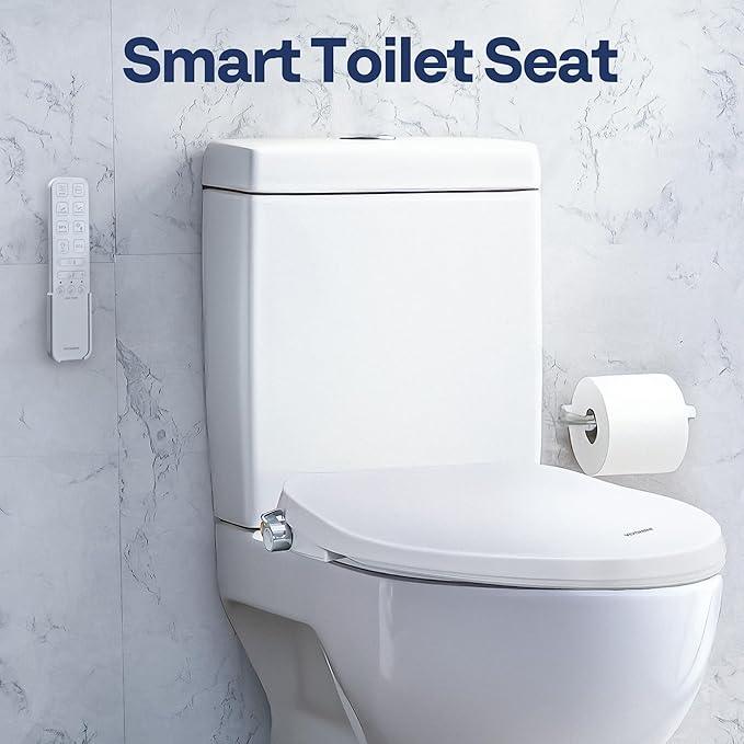 VIVOHOME Smart Heated Bidet Toilet Seat with Remote Control, Self-Cleaning Dual Nozzles for Rear and Front Cleansing, Adjustable Temperature Settings with Warm Air Dryer, Soft Close Lid, Nightlight - ModernBath