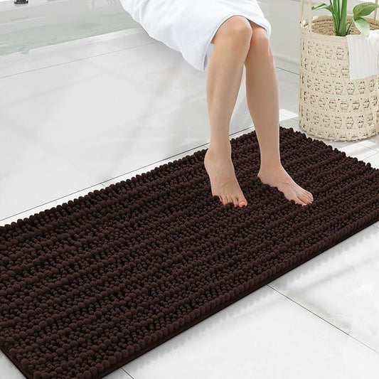 Smiry Bathroom Rugs Mat 47x20, Extra Soft Absorbent Chenille Bath Rugs, Non Slip Rubber Backing Machine Washable Quick Dry Bath Mats for Bathroom Floor, Tub, Shower, Home Decor Accessories, Brown - ModernBath