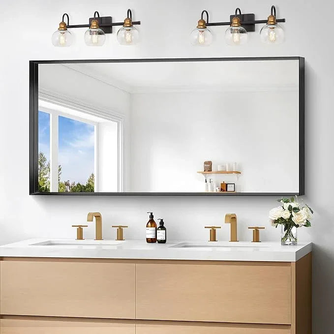 NIMURY Black Bathroom Mirror, 24x48 Inch Rectangular Framed Mirror, Large Wall Mounted Bathroom Vanity Mirror Over Sink for Bedroom,Restroom, Living Room, Hangs Vertically or Horizontally - ModernBath