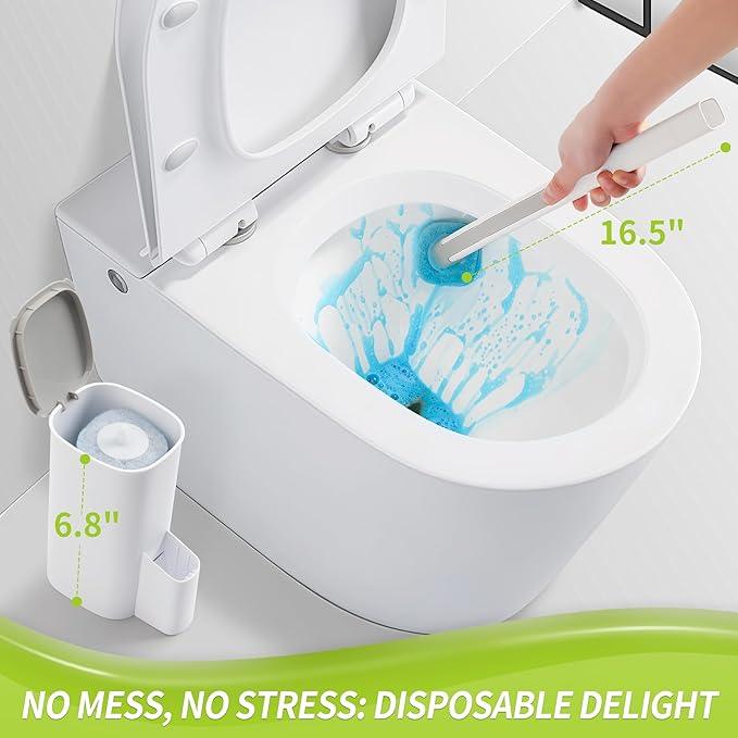 IVYROLL Toilet Bowl Cleaner Wand with 14 Refills, Disposable Toilet Brush Set with Holder, Cleaning System Starter Wand Kit, Bathroom Cleaning Set - ModernBath
