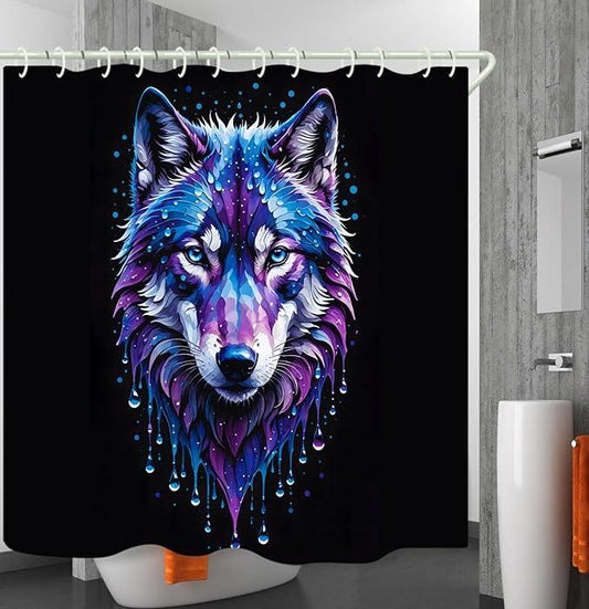 LYFANS Bathroom Using A Black Background Wolf Head 3D Shower Curtain, Luxury Bathtub Standard Shower Curtains, Waterproof and Bright Fabric Shower Curtain, Size (72x72 Inches) - ModernBath