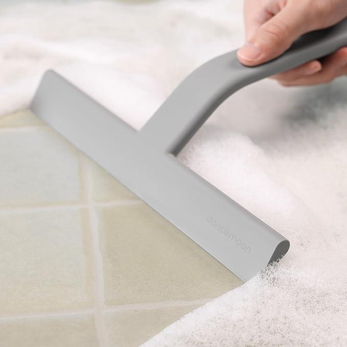 dancemoon JustHang Shower Squeegee for Glass Doors, All-One-Piece Silicone with Built-in Hook Design for Easy Hanging and Cleaning, 10 Inch Gray - ModernBath