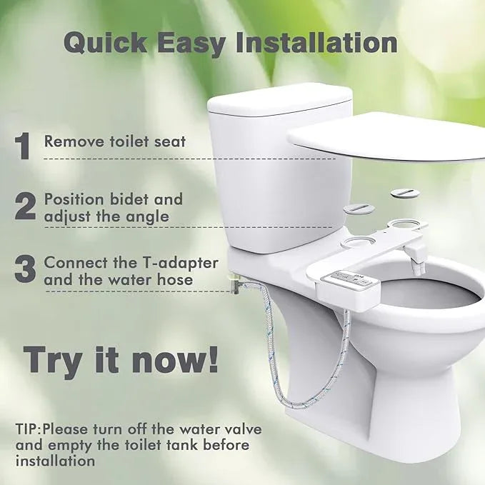 Bidet Attachment for Toilet - Non-Electric Self-Cleaning Dual Nozzles (Feminine & Rear Wash), Adjustable Water Pressure Control, Fresh Cold Water Sprayer - ModernBath
