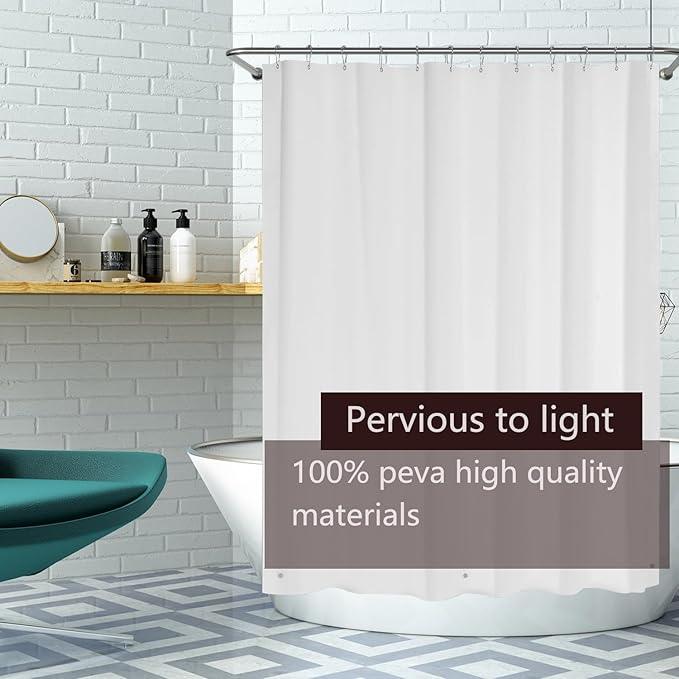 TIKABC Shower Curtain Liner, 4G PEVA Shower Liner, Plastic Waterproof Shower Curtains, with Grommet Holes and 3 Magnetic Weights(White) - ModernBath