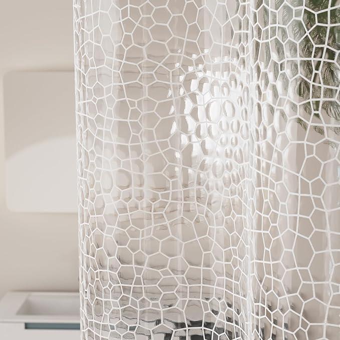 Titanker Clear Shower Curtain Liner with Water Cube, Medium Weight Plastic Shower Liner PEVA Waterproof Shower Curtains for Bathroom with Big Stones and Grommets, 72x72 Inches - ModernBath