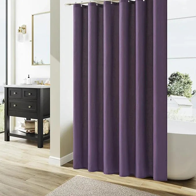 Naturoom Purple Linen Shower Curtain, Country Boho Farmhouse Bath Decor Shower Curtains Neutral Cloth Weighted Textured Fabric Bath Curtain Liner with Hooks, 72x84 - ModernBath