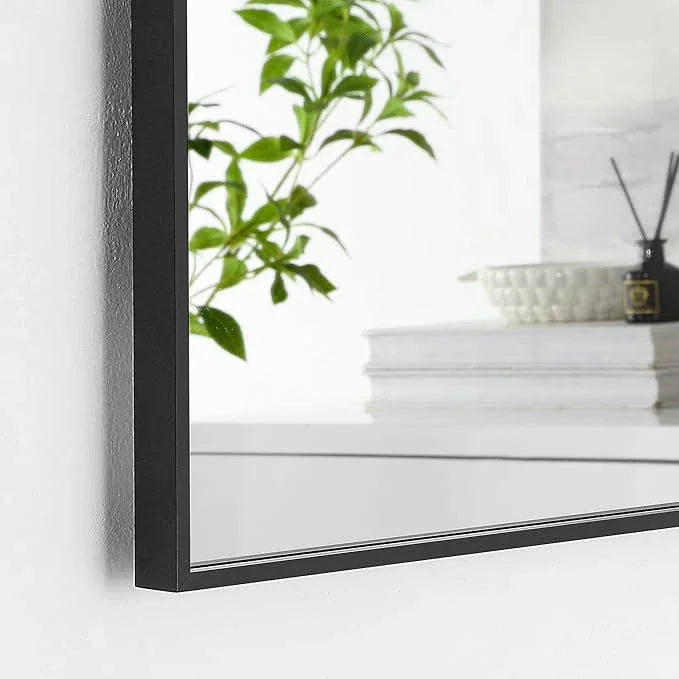 Bonverre 55x36 Inch Black Bathroom Mirror for Wall, Aluminum Frame Rectangle Rectangular Vanity Mirror, Modern Large for Bedroom, Living Room, Horizontal or Vertical - ModernBath