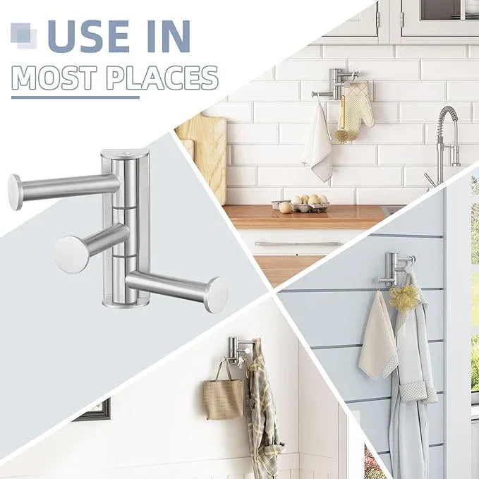 Angle Simple Swivel Towel Hook for Bathroom, SUS 304 Stainless Steel Robe Coat Hook Brushed Nickel - ModernBath