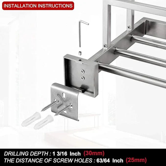 KOKOSIRI Towel Rack 24'' Bathroom Towel Shelves with Double Towel Bars SUS304 Stainless Steel Wall Mounted, Brushed Nickel, B6003BR - ModernBath