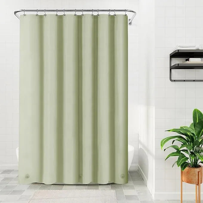 Sage Green Plastic Shower Curtain Liner - Premium PEVA Shower Liner BPA & PVC Free, No Chemical Smell, Lightweight Green Bath Curtain with 3 Magnets for Bathroom, 12 Metal Grommets - Sage - ModernBath