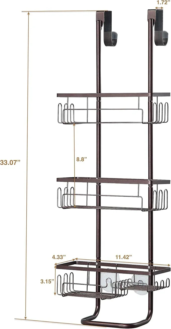 SunnyPoint Classic Metal Bathroom Shower Caddy, Over Door Hanging Storage Organizer Basket - ModernBath