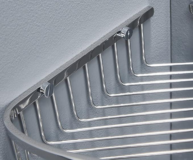 Segistan Bathroom Corner Shower Caddy Organizer, Corner-Hollow Design, SUS304 Stainless Steel Heavy Duty Rust-Proof Bathroom Shelf Organizer Holder, Wall Mounted Storage Rack, Brushed Chrome - ModernBath