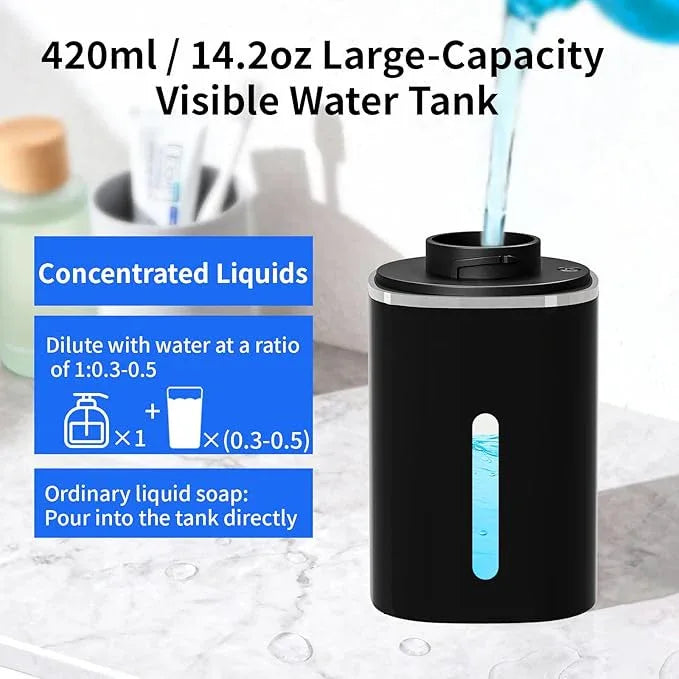 Automatic Liquid Soap Dispenser, Touchless Hand Soap Dispenser, USB Rechargeable, 4 Adjustable Levels, 14.2 oz (420 ml) Large Capacity, for Bathroom, Kitchen & School (Black, Liquid) - ModernBath