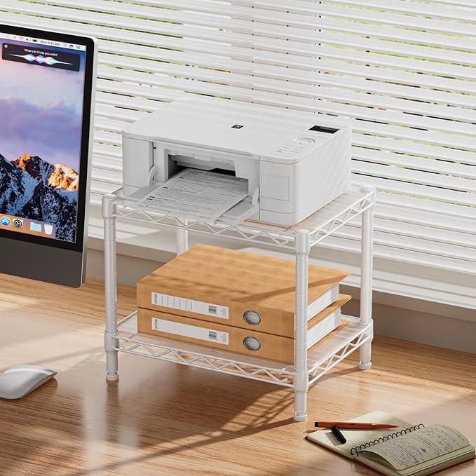 SINGAYE 2 Small Shelves Kitchen Storage Shelf Wire Shelving Unit Metal Shelf Adjustable Organizers Storage Shelving for Office Pantry White 12" D X 18" W X 12" H - ModernBath