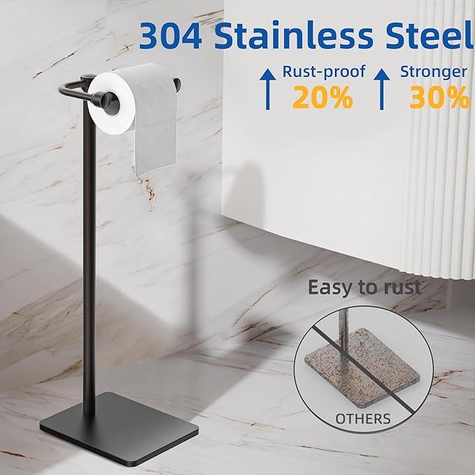 RUACQ Toilet Paper Holder Stand, Bathroom Toilet Paper Roll Holder Free Standing, Toilet Tissue Holder Stand with Post Pivoting Design, Stable Weighted Base, SUS304 Stainless Steel (Oil Rubbed Bronze) - ModernBath