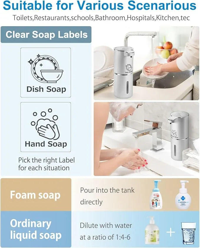 Gotofine Automatic Foaming Soap Dispenser,4-Level Adjustable Foam, Wall Mount, USB Rechargeable,12.8oz/ 380ml,Touchless Hand & Dish Soap Dispenser for Bathroom, Kitchen,Hotel, Restaurant - ModernBath