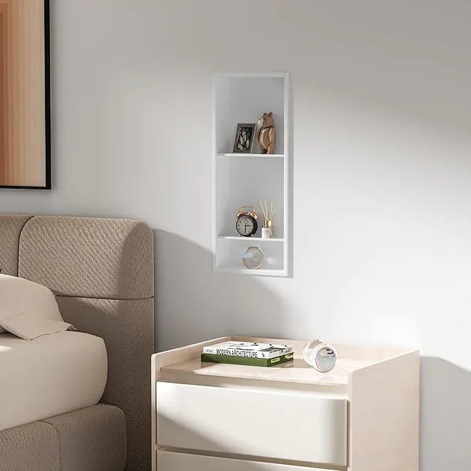 Qeke Stainless Steel Shower Niche 12" X 29", No Tile Needed Wall Niche Three-Tier, Recessed Shower Shelf for Bathroom Storage, Matte White - ModernBath